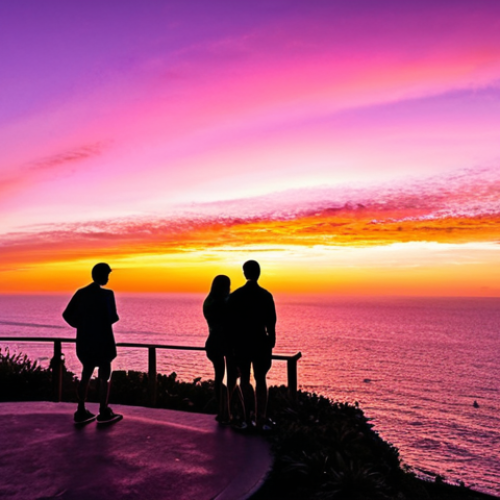 Home 4 **
A breathtaking view of the sunset over the ocean at Sunset Point. Capture the vibrant colors of the sky – oranges, pinks, and purples – reflecting on the water. Include silhouettes of people enjoying the view. Keywords: *sunset, ocean view, vibrant colors, silhouette, peaceful, romantic*.
**