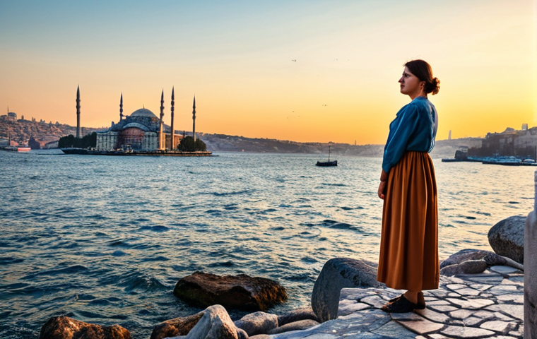 **

"A woman in a modest sundress, standing on the rocky shore at Sunset Point in Istanbul, fully clothed, appropriate attire, watching the sunset over the Bosphorus. In the background: cityscape of Istanbul, calm sea reflecting the warm colors of the sky. Perfect anatomy, correct proportions, natural pose, professional photography, safe for work, family-friendly."

**