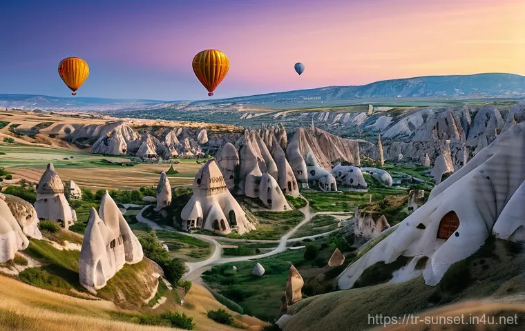 선셋포인트 사계절의 선셋 - **Prompt 1: Cappadocia Hot Air Balloon Sunset**
    "A breathtaking panoramic view of Cappadocia at ...